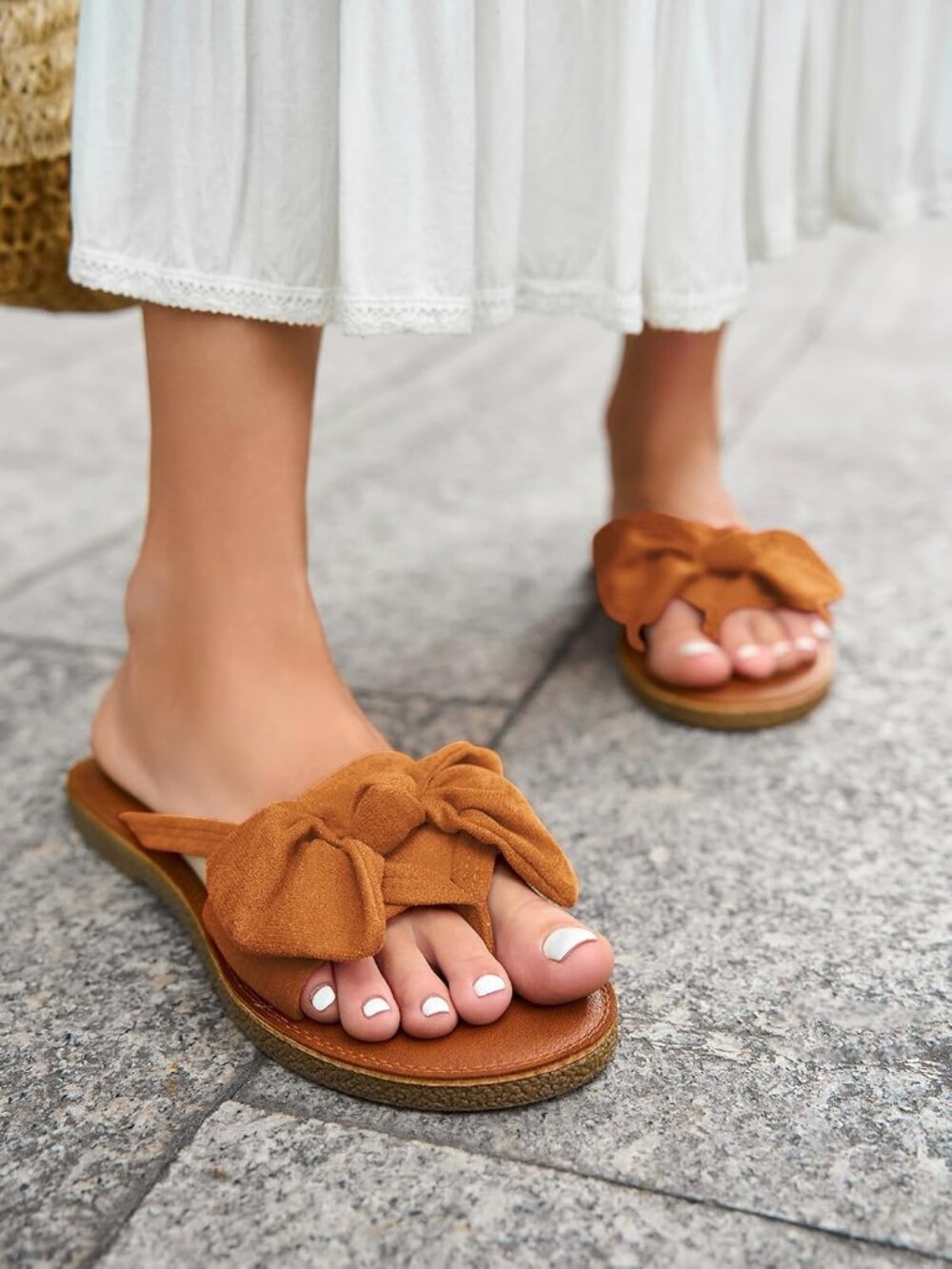 Women's Brown Summer Flip Flops Ring Toe Strappy Slip On Gladiator Flat Sandals - Picture 2 of 5